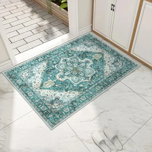 Miniatura 42 de Collive Tapete lavable para puerta de interior, antideslizante, alfombra de entrada retro de 20 x 32 pulgadas, tapete de entrada de absorción Multi