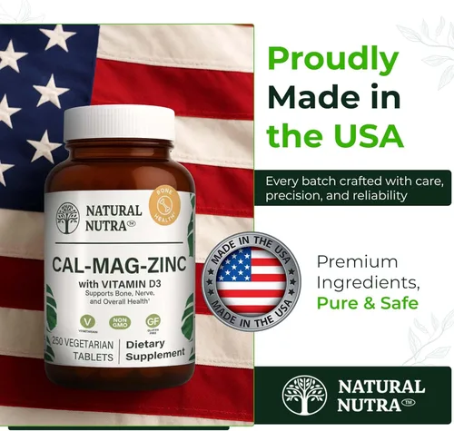 Miniatura 7 de Natural Nutra Calcio, magnesio y zinc con vitamina D3 - Suplemento CMZ Fuerza ósea, apoyo inmunológico, salud muscular y nerviosa - Suplemento