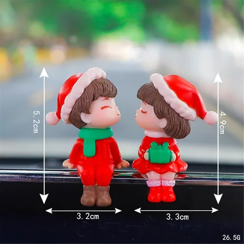 Miniatura 3 de Lindos adornos para parejas, bonita decoración de automóvil, bonita decoración de automóvil para pareja, figura de acción, adorno navideño para 1