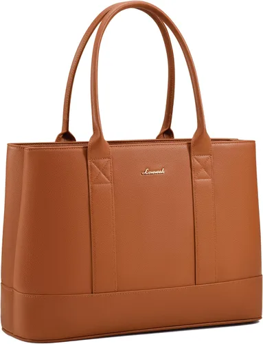 Miniatura 14 de LOVEVOOK Bolsa de mano para computadora portátil para mujer, piel vegana guijarro de 15.6 pulgadas, bolsa para laptop de gran capacidad para mujer