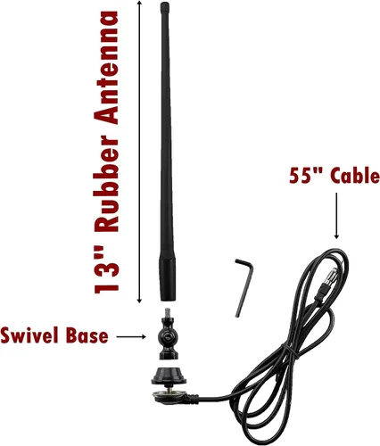 Miniatura 4 de Marine Black AM-FM - Kit de antena de goma de 15 pulgadas para ATV, barco, cámper, Go Kart, autocaravana, pontón, RV, velero, tractor, remolque