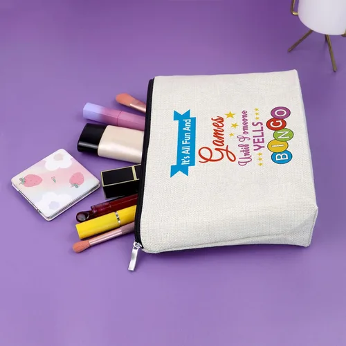 Miniatura 5 de Sazuwu Bolsa de maquillaje para juegos de bingo, regalos para amantes del bingo, bolsa de cosméticos, bolsa de juegos de azar de la suerte de casino