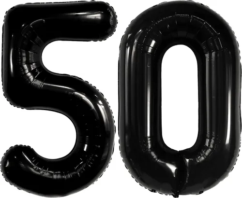KatchOn - Globo negro grande del número 50, 40 pulgadas, decoraciones de cumpleaños 50 negro sobre la colina para hombres y mujeres, decoraciones de