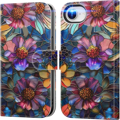 Miniatura 74 de DEENAKIN Funda tipo cartera para iPhone 15 con tarjetero + clip para efectivo, bloqueo RFID, protección contra caídas de grado militar y obras