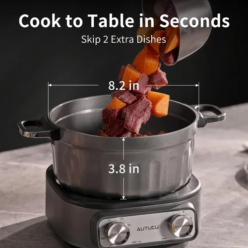 Miniatura 5 de N74SNA - Juego de vaporizador de parrilla eléctrica multicocción de 2.5 cuartos de galón, antiadherente, sin PFOA, para carne, sopa, arroz frito