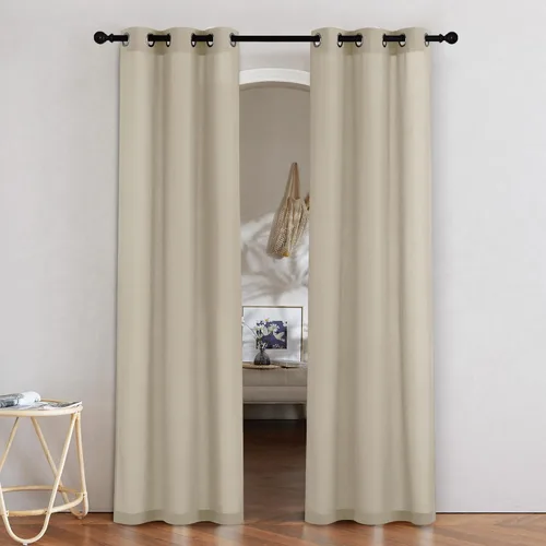 Miniatura 161 de NICETOWN Cortinas de lino natural con textura de lino para dormitorio, mezcla de lino rústica con ojales en la parte superior, semitransparentes