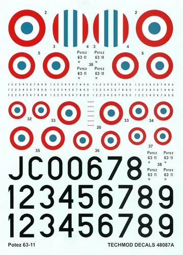 Miniatura 3 de Techmod 48087 1/48 Potez 63-11 French Fighter Wet Decal WWII w/Mask WWII