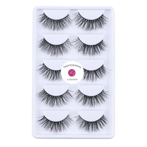Miniatura 7 de Pestañas postizas 100% visón siberiano, pestañas falsas 3D, de desorden natural, volumen grueso, pestañas postizas 5 pares/caja, Negro