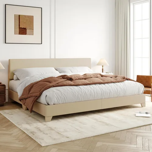 Miniatura 20 de Allewie - Base de cama Queen con cabecero tapizado ajustable, cama plataforma con listones de madera, base de colchón resistente, no necesita Gris