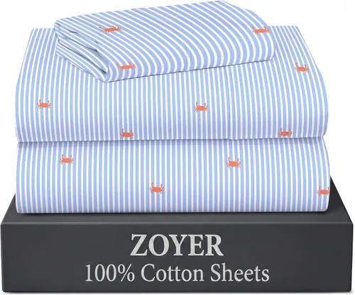 Miniatura 12 de ZOYER Sábanas de 100 % algodón percal tamaño individual, refrescantes y transpirables, duraderas, con una sensación nítida, suave y cómoda, bolsillo