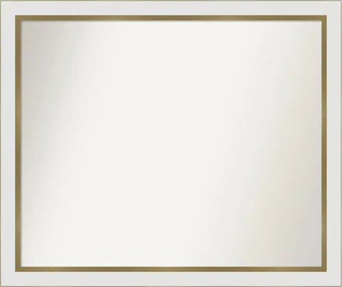Miniatura 286 de Amanti Art Espejo de baño blanco para sobre el fregadero, 30 x 35 pulgadas, espejo de tocador rectangular estrecho de Eva de oro blanco, marco