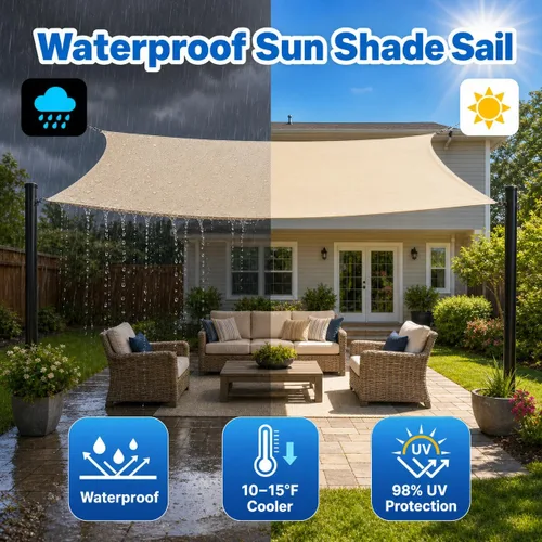 Miniatura 3 de ShadeMart Toldo rectangular tipo vela de 8 x 10 pies, pantalla SMSL, permeable al agua y al aire y resistente a los rayos UV, resistente, para patio