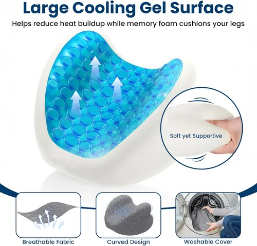Miniatura 3 de Almohada de rodilla para personas que duermen de lado, almohada de espuma viscoelástica de gel refrescante para dormir de lado, en forma de corazón