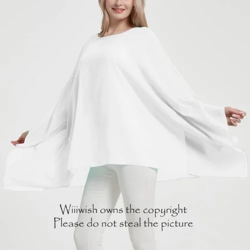 Miniatura 2 de Wiiiwish Poncho de gasa transparente para mujer, suelto, liso, largo, murciélago, caftán, túnica