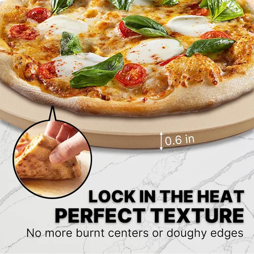 Miniatura 3 de Piedra redonda para pizza de 12 pulgadas para parrilla y horno, cocina al aire libre y barbacoa, piedra para hornear de cordierita con resistencia