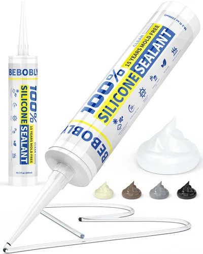 Miniatura 20 de Calafateo y sellador de silicona gris, sellador de silicona 100% impermeable, a prueba de contracción y grietas, calafateo de silicona para cocina
