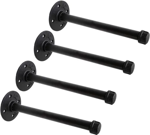 Miniatura 8 de Soportes industriales de tubo de hierro negro de 1/2 pulgada, soporte rústico para colgar en la pared, soportes de tubo personalizados para estantes