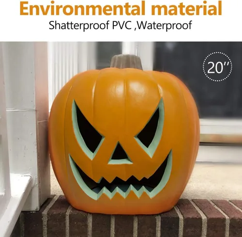 Miniatura 4 de Linterna Jack O' de 21 pulgadas, decoración navideña de calabaza de Halloween extra grande iluminada, faroles de calabaza preiluminados