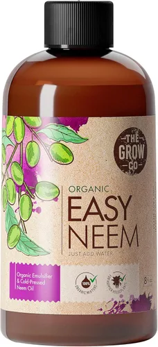 Aceite de neem orgánico de 8 onzas para plantas, concentrado de aceite de neem prensado en frío para plantas, soluble en agua y preemulsionado para