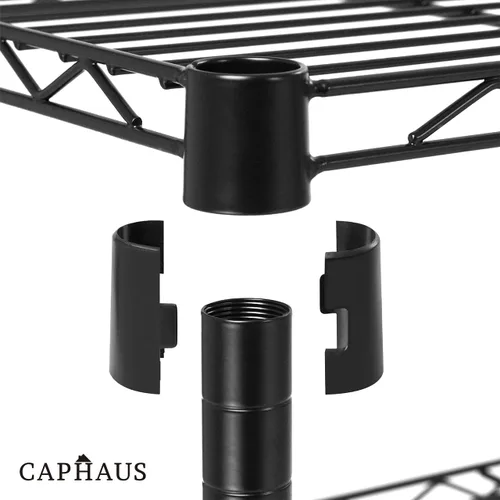 Miniatura 5 de CAPHAUS Estantería de Alambre de Servicio Pesado de Grado Comercial de 4 Niveles con Altura Ajustable, con Ruedas y Pies Niveladores, Estante de Sin
