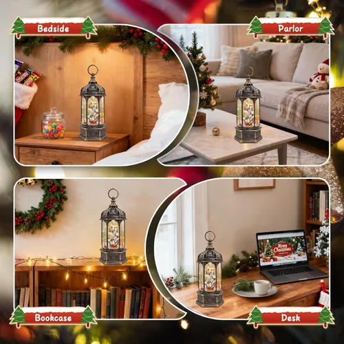 Miniatura 6 de Globo de nieve musical de Navidad, grandes globos de nieve de Santa Village, caja de música con temporizador de 6 horas, regalo de decoración