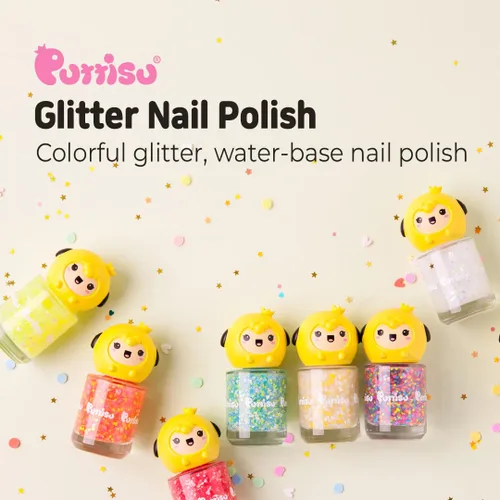 Puttisu Glitter Pang Pang - Esmalte de uñas de alto brillo tipo adhesivo a base de agua, pelable, no tóxico (G05 estanque esmeralda)