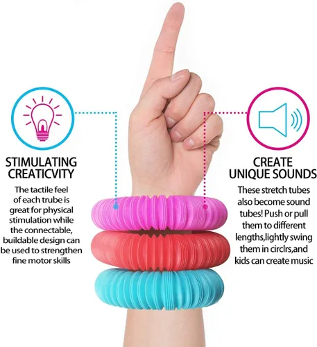 Miniatura 4 de Juguetes sensoriales Pop Tubes, juguetes sensoriales para niños y adultos, tubos multicolor para reventar juguetes sensoriales (M-(paquete de 6))