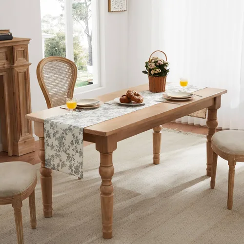 Miniatura 3 de Caminos de mesa de 100% algodón estilo pastoral francés, 13x36 pulgadas, caminos de mesa de granja negros de 36 pulgadas de largo, decoración