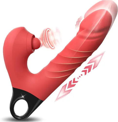 Consolador vibratorio de empuje, vibrador 3 en 1 femenino para punto G con estimulador de clítoris, juguetes sexuales para mujeres y adultos, 3