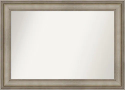 Miniatura 274 de Amanti Art Espejo de baño plateado para sobre el fregadero, 26 x 26 pulgadas, espejo cuadrado de plata antigua, marco de madera tradicional mediano
