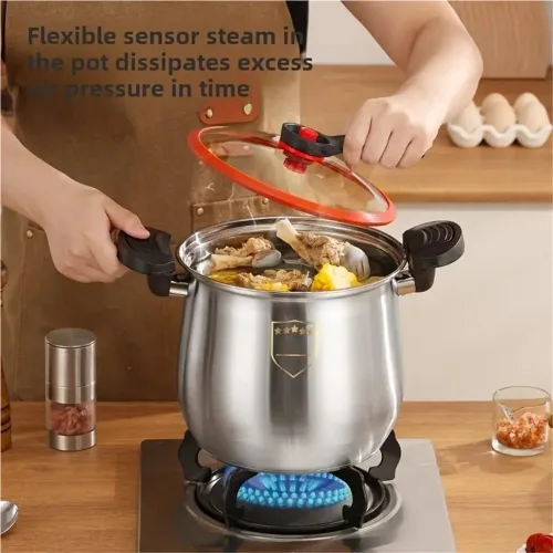 Miniatura 4 de Olla de presión de acero inoxidable de 6 cuartos de galón, ahorra un 70% de tiempo de cocción, Olla De Presion con sistema de tapa giratoria