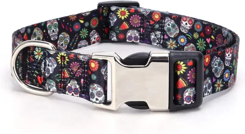 Miniatura 2 de Lindo collar para perros XS, pequeños, medianos y grandes, collar de nailon suave para mascotas, con estampado 3D multicolor, collares ajustables