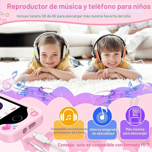 Miniatura 7 de Teléfono inteligente para niños para niñas, juguetes, regalos para niños de 3 a 10 años, Navidad, cumpleaños, juguetes para niños, pantalla táctil
