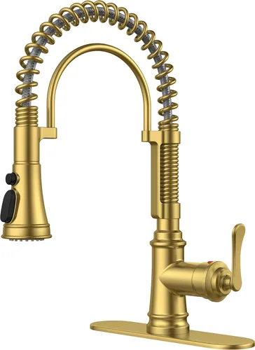Miniatura 14 de FORIOUS Grifo de cocina con rociador extraíble, grifo de fregadero clásico de resorte extraíble de acero inoxidable comercial de una sola manija