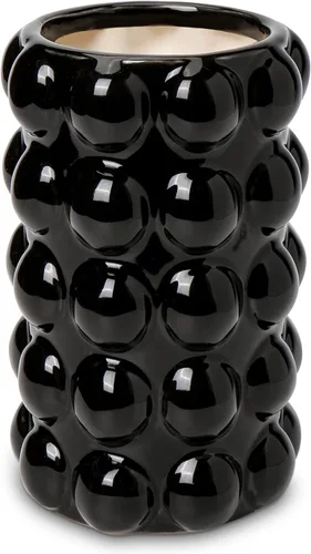 Florero de cerámica negro de 6.5 pulgadas para decoración, florero de burbujas, florero alto bohemio para detalles de decoración del hogar, florero