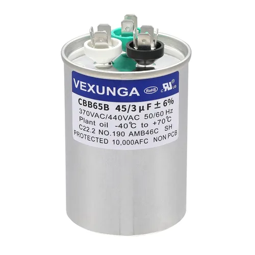 Miniatura 76 de VEXUNGA - 25/5 uF 25+5 MFD 370V o 440V Condensadores redondos de arranque dual 25 5 uF 370 440 Volt VAC CBB65 Condensadores para acondicionador