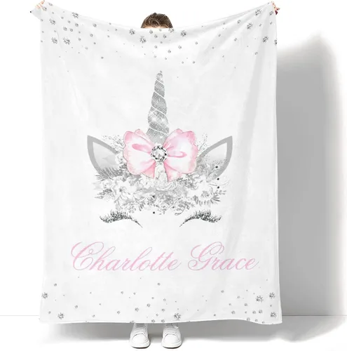 Miniatura 9 de Manta personalizada de unicornio floral para niñas, manta de bebé personalizada para niñas con nombre, regalos de bebé personalizados para niñas