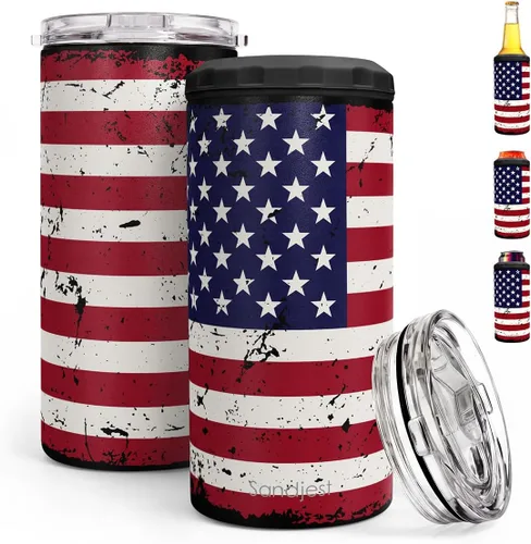 Miniatura 32 de SANDJEST Regalos para Papá Bonito de Bonus - Vaso de 12oz de la Hijastra, el Hijo - Diseño 4 en 1 Vaso de Papá Paso Aislante Enfriador de Latas