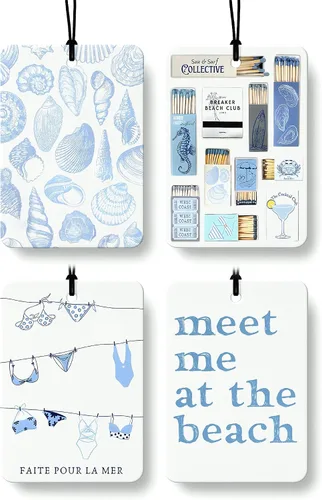 Miniatura 28 de Blue Coastal Beach Orange Car Air Freshener 4 Pcs, Summer Blue Bikini Starfish Palm Tree Round Hanging Air Freshener for Cars Closet Drawer Books