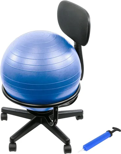 Miniatura 10 de CanDo Silla de bola de metal – Silla de bola de ejercicio ergonómica inflable con bomba de aire para el hogar, la oficina y el aula Rojo
