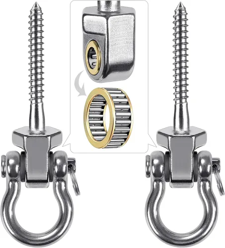 BeneLabel Ganchos de columpio resistentes con rodamientos, juego de 2 soportes de tornillo de acero inoxidable 304 para sillas colgantes, columpios,