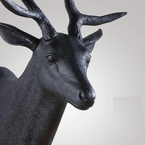 Miniatura 2 de Escultura de pared de cuernos de ciervo 20 x 16 x 12 pulgadas imitación taxidermia animal colgante de pared (negro)