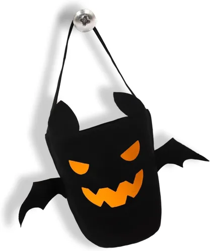 Cubo de Halloween para truco o trato para niños, cesta espeluznante de murciélagos y caramelos, multiusos, portátil, reutilizable, cubo de golosinas