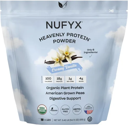 Miniatura 20 de NUFYX® Proteína en polvo de propiedad familiar, a base de plantas orgánicas, hecha con guisantes 100% cultivados en Estados Unidos, 0.71 onzas