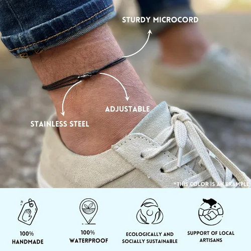 Miniatura 5 de Made by Nami Surfer Anklet with Snap Hook Clasp Waterproof & Adjustable Thin String Ankle Bracelets for Women and Men Handmade Jewelry for Beach and