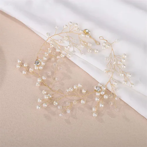 Miniatura 3 de Aimimier Diadema de pelo de novia con perlas de imitación y cristal, para novia, dama de honor, fiesta de graduación, festival, joyería