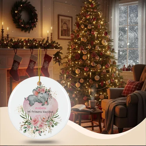 Miniatura 5 de Adorno personalizado para bebé 2025 elefante, ornamentos grandes para árbol de Navidad, adorno de Navidad de elefante bebé, regalo personalizado