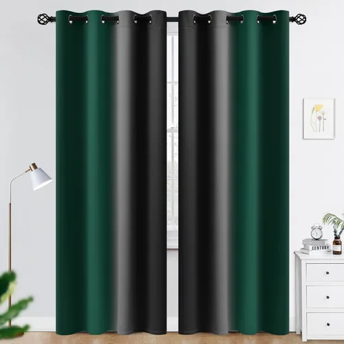 Miniatura 104 de COSVIYA Cortinas 100% Opacas Azul Degradado con Lazos Ajustables para Cocina Aislamiento Térmico Oscurecimiento de Habitación Cenefa con Bolsillo