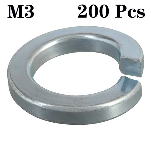 Miniatura 3 de 200 piezas M3 Split Lock Arandela de bloqueo de resorte, galvanizado, anillo de junta para tornillos M3