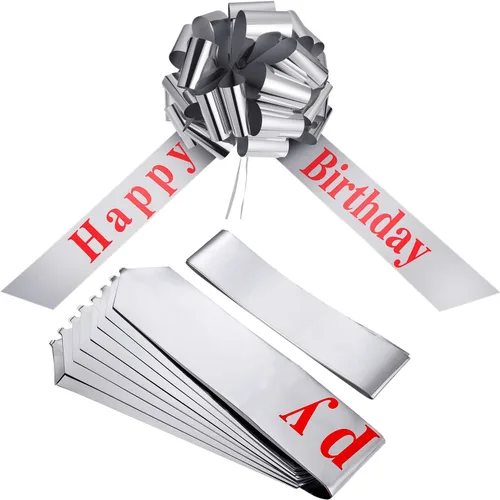 Miniatura 2 de Lazo Grande de Coche de Feliz Cumpleaños, Lazo Decorativo Grande para Envolver Regalos, Lazo Gigante con Cinta de Tirar para Decoración de Fiestas